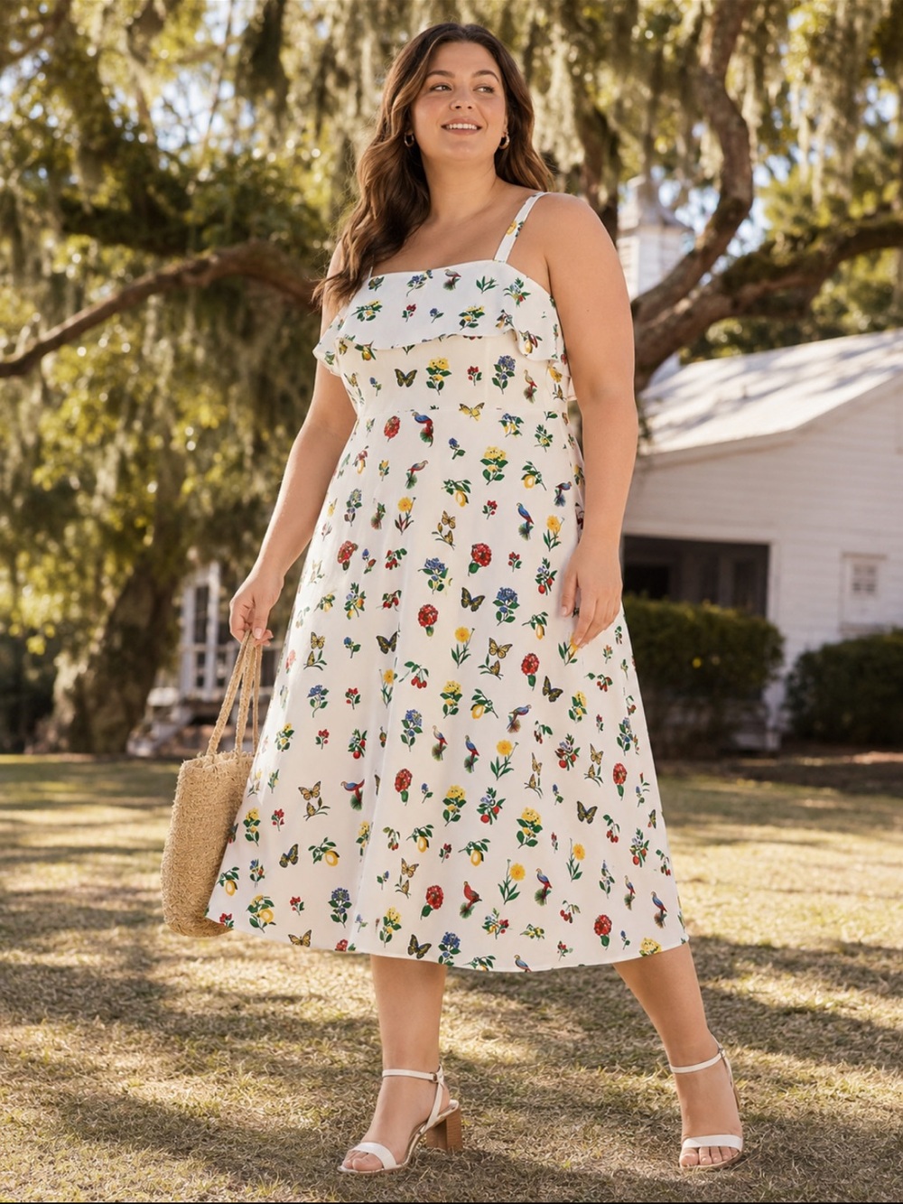 Ann Taylor NWT Buttefly Floral Print Midi‎ Dress size 14